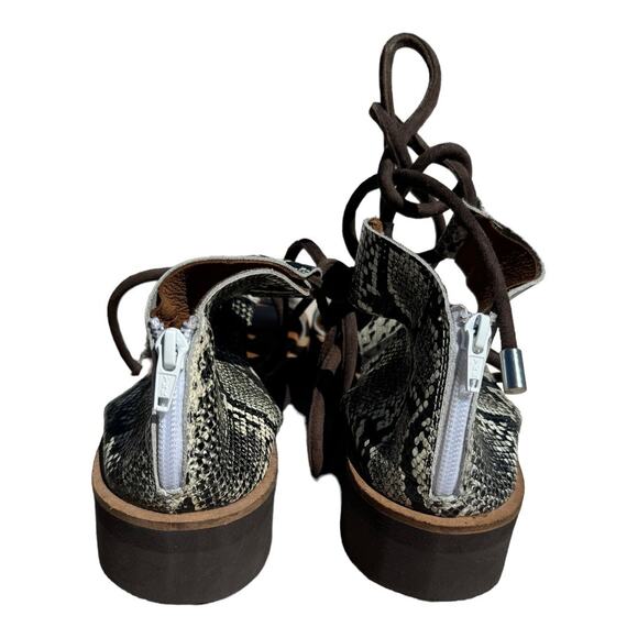 Free People Aubrey Leather Gladiator Wrap Sandals Size 9 Python Print - Picture 6 of 8